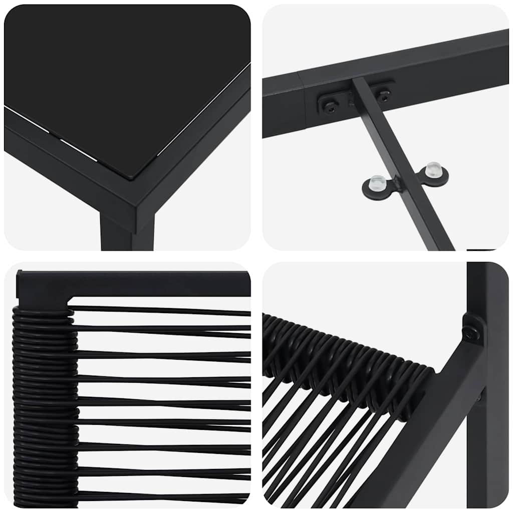 Garten Essgruppe 9 pcs Schwarz Pulverbeschichteter Stahl