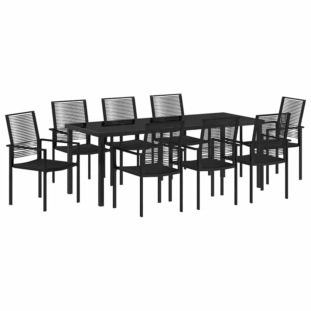 Garten Essgruppe 9 pcs Schwarz Pulverbeschichteter Stahl