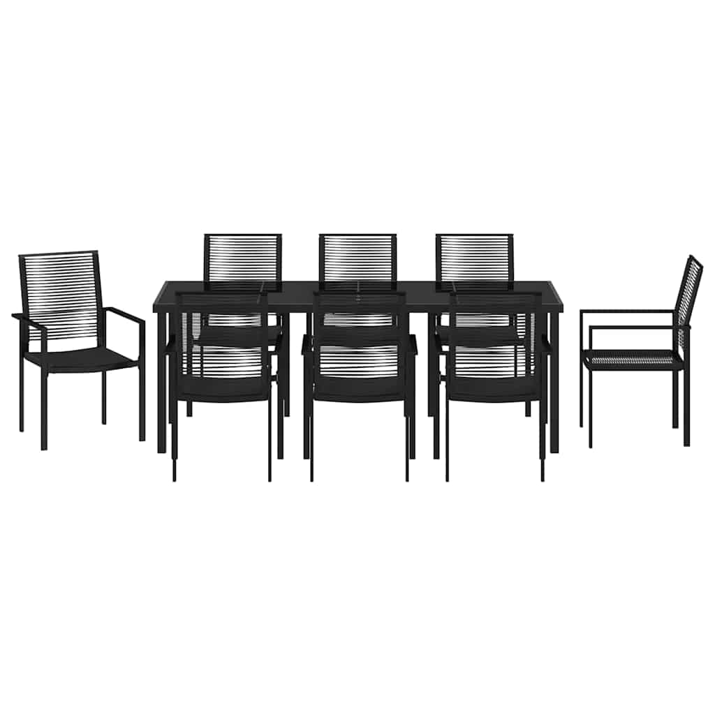 Garten Essgruppe 9 pcs Schwarz Pulverbeschichteter Stahl