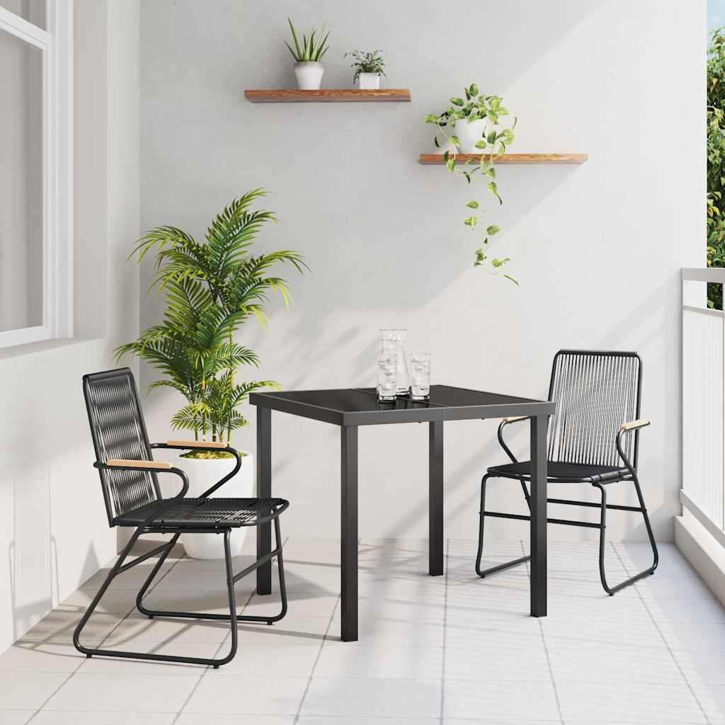 Garten Essgruppe 3 pcs Schwarz Pulverbeschichteter Stahl