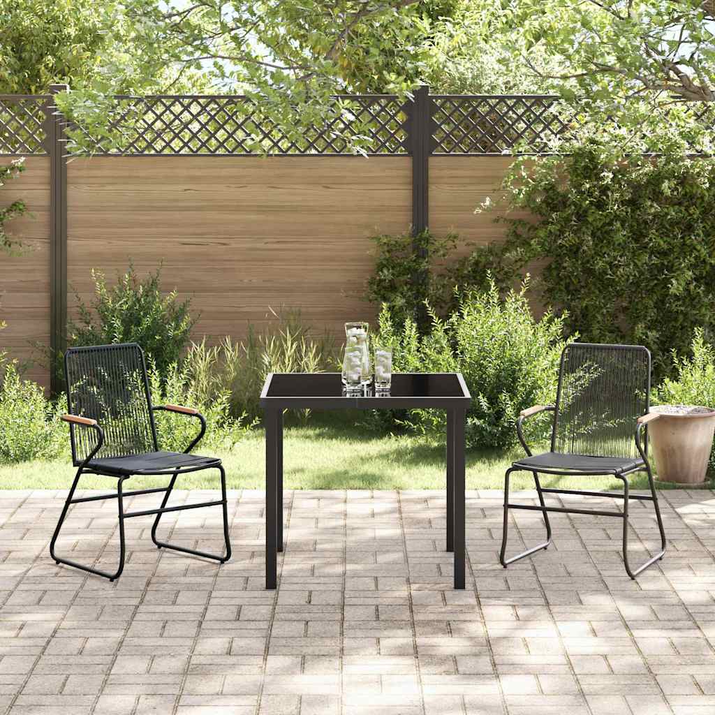 Garten Essgruppe 3 pcs Schwarz Pulverbeschichteter Stahl