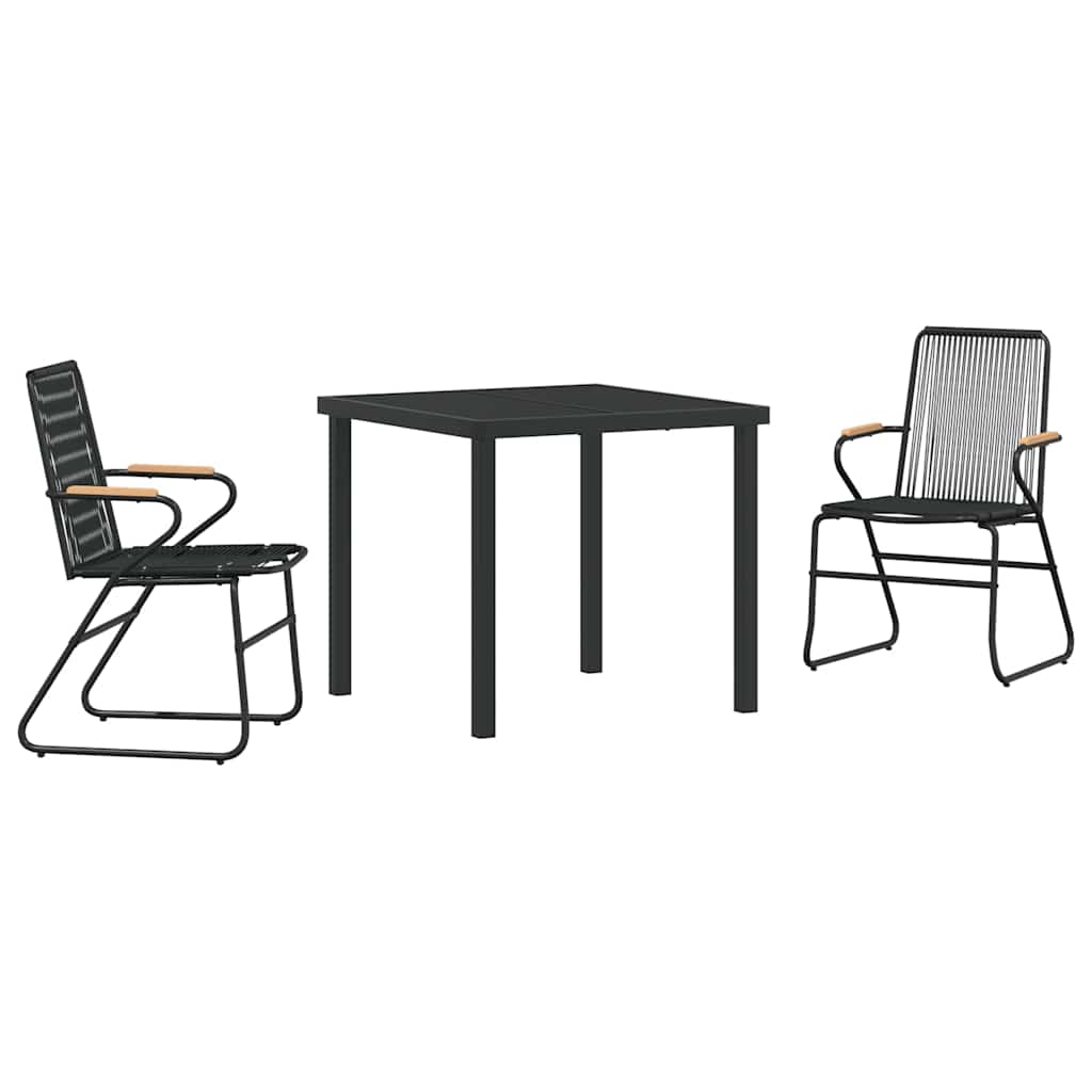 Garten Essgruppe 3 pcs Schwarz Pulverbeschichteter Stahl