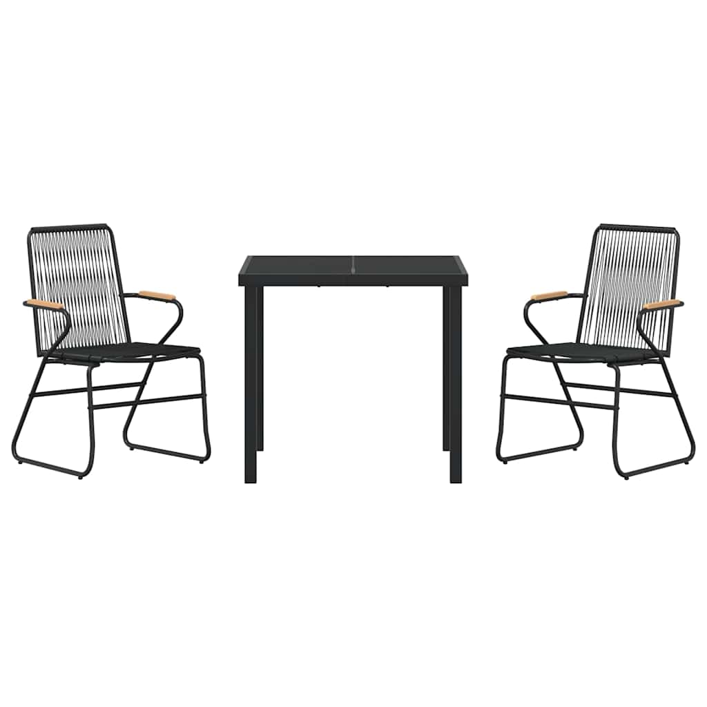 Garten Essgruppe 3 pcs Schwarz Pulverbeschichteter Stahl