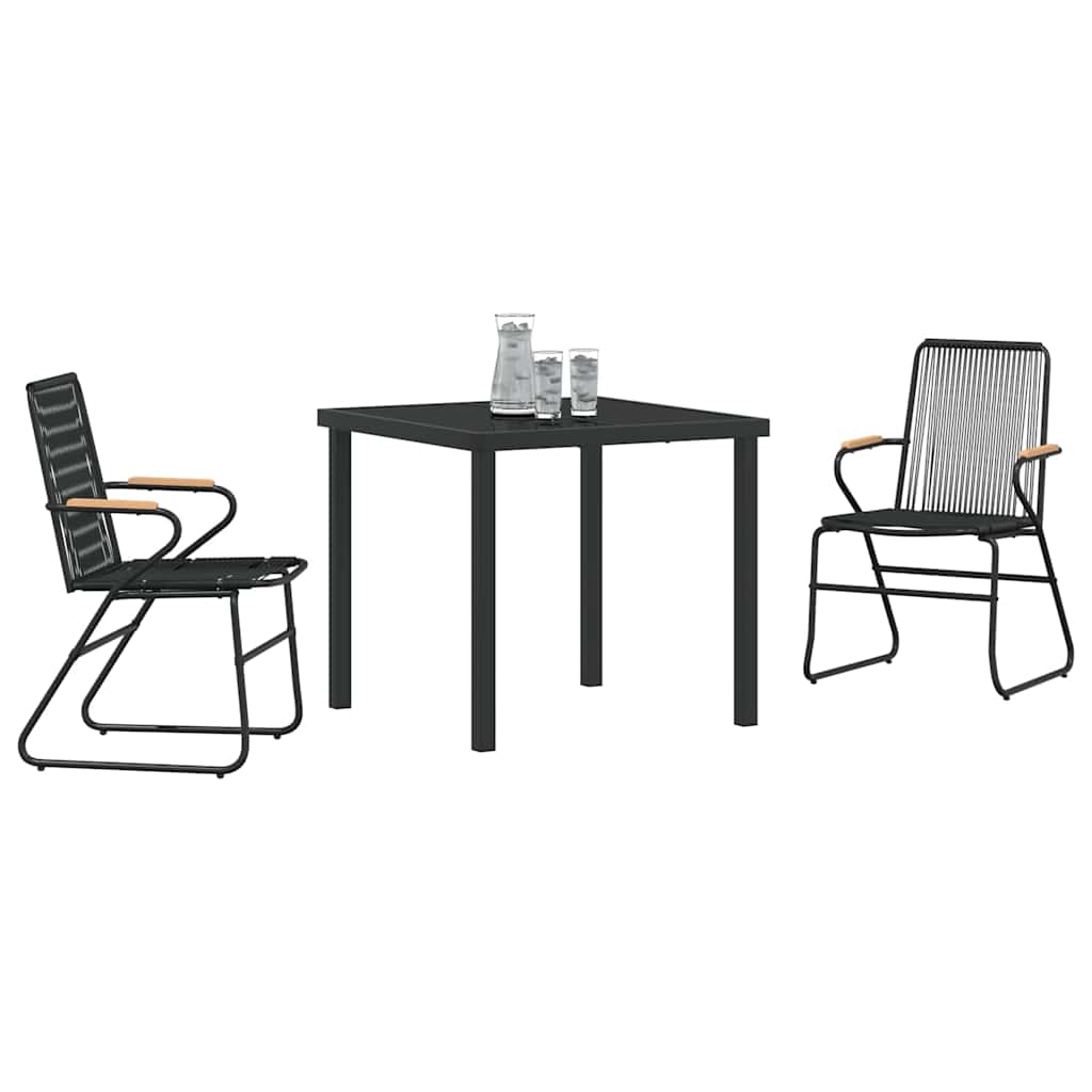Garten Essgruppe 3 pcs Schwarz Pulverbeschichteter Stahl