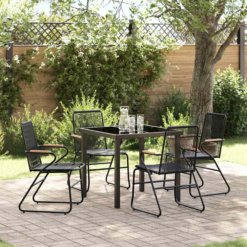 Garten Essgruppe 5 pcs Schwarz Pulverbeschichteter Stahl