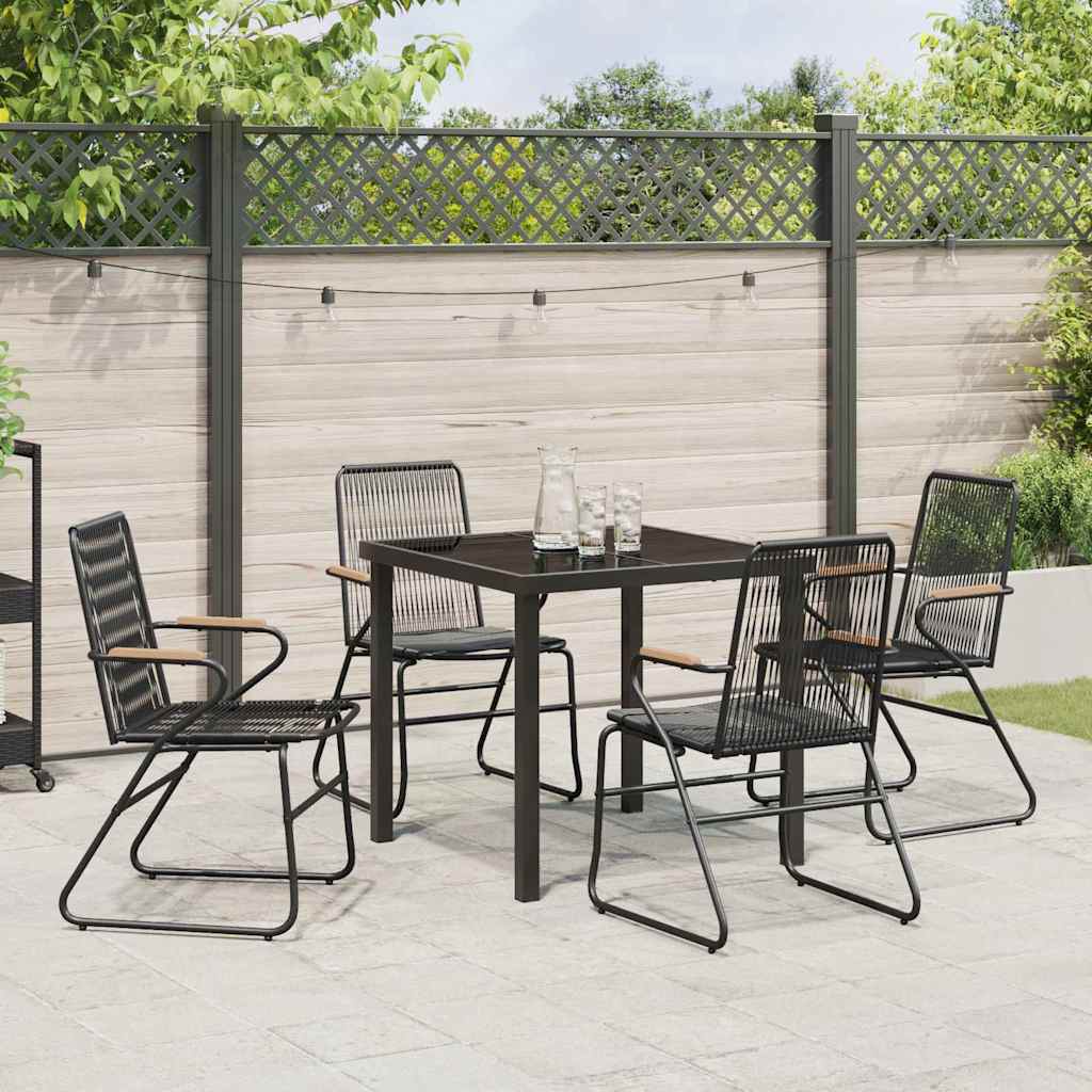 Garten Essgruppe 5 pcs Schwarz Pulverbeschichteter Stahl