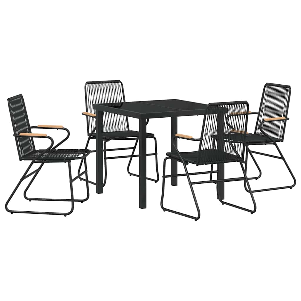 Garten Essgruppe 5 pcs Schwarz Pulverbeschichteter Stahl