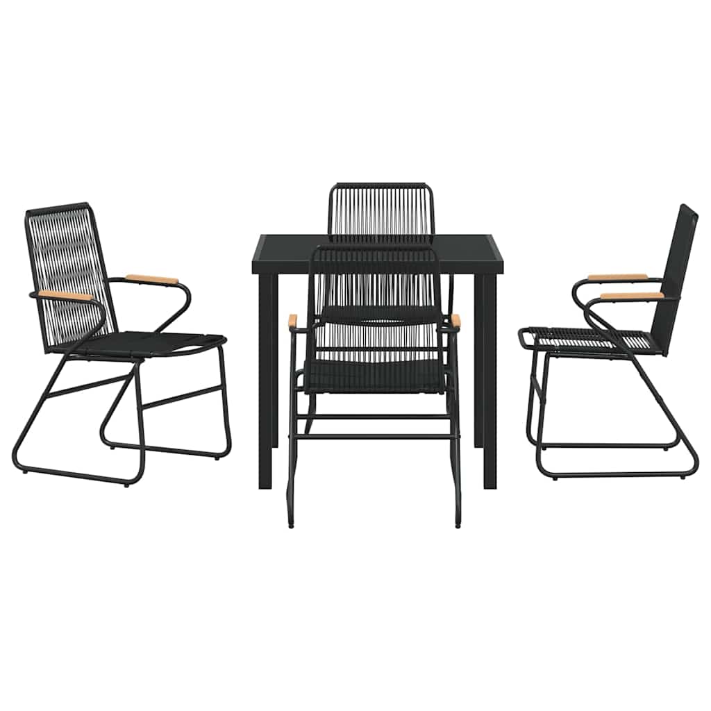 Garten Essgruppe 5 pcs Schwarz Pulverbeschichteter Stahl