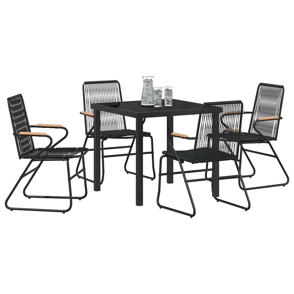 Garten Essgruppe 5 pcs Schwarz Pulverbeschichteter Stahl