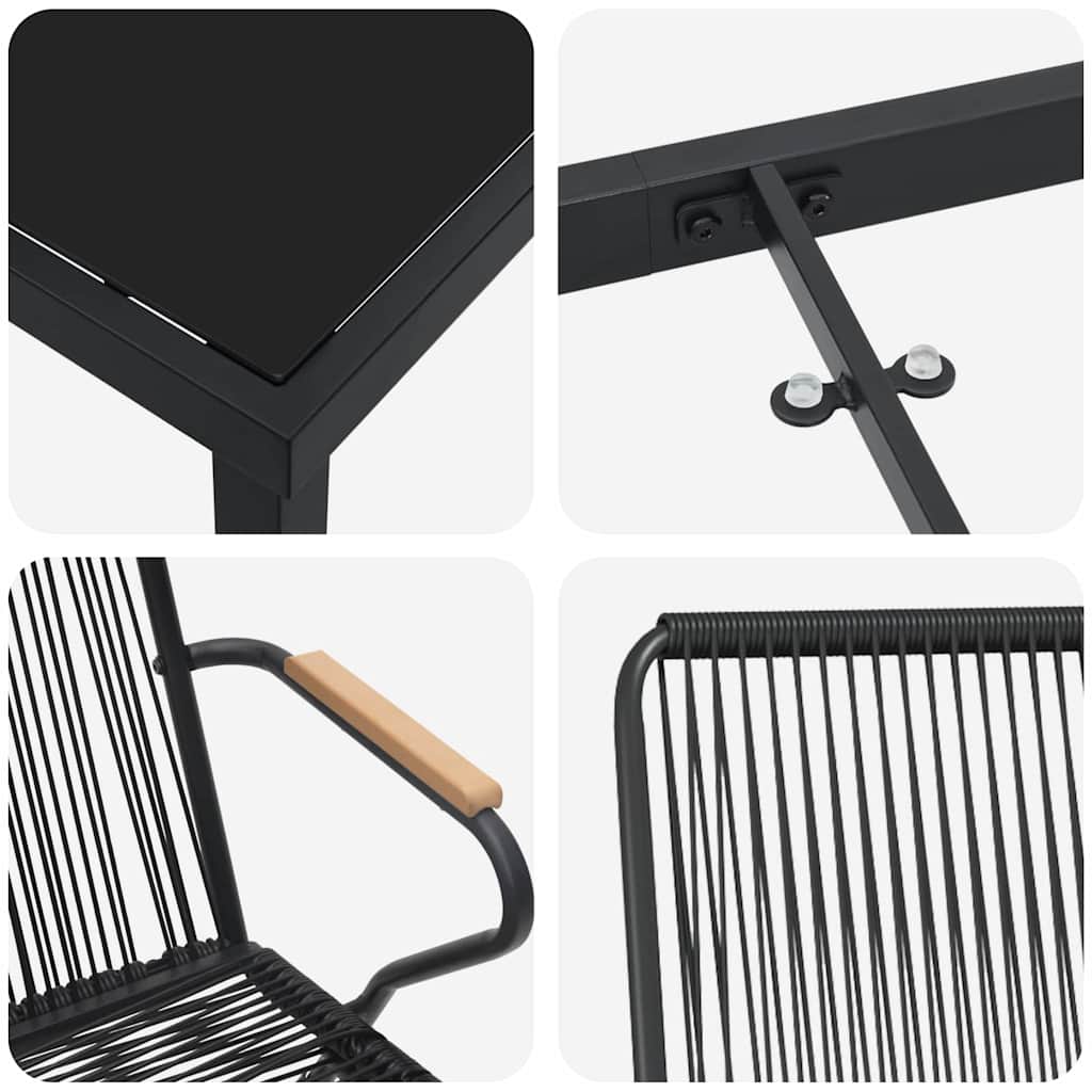 Garten Essgruppe 5 pcs Schwarz Pulverbeschichteter Stahl