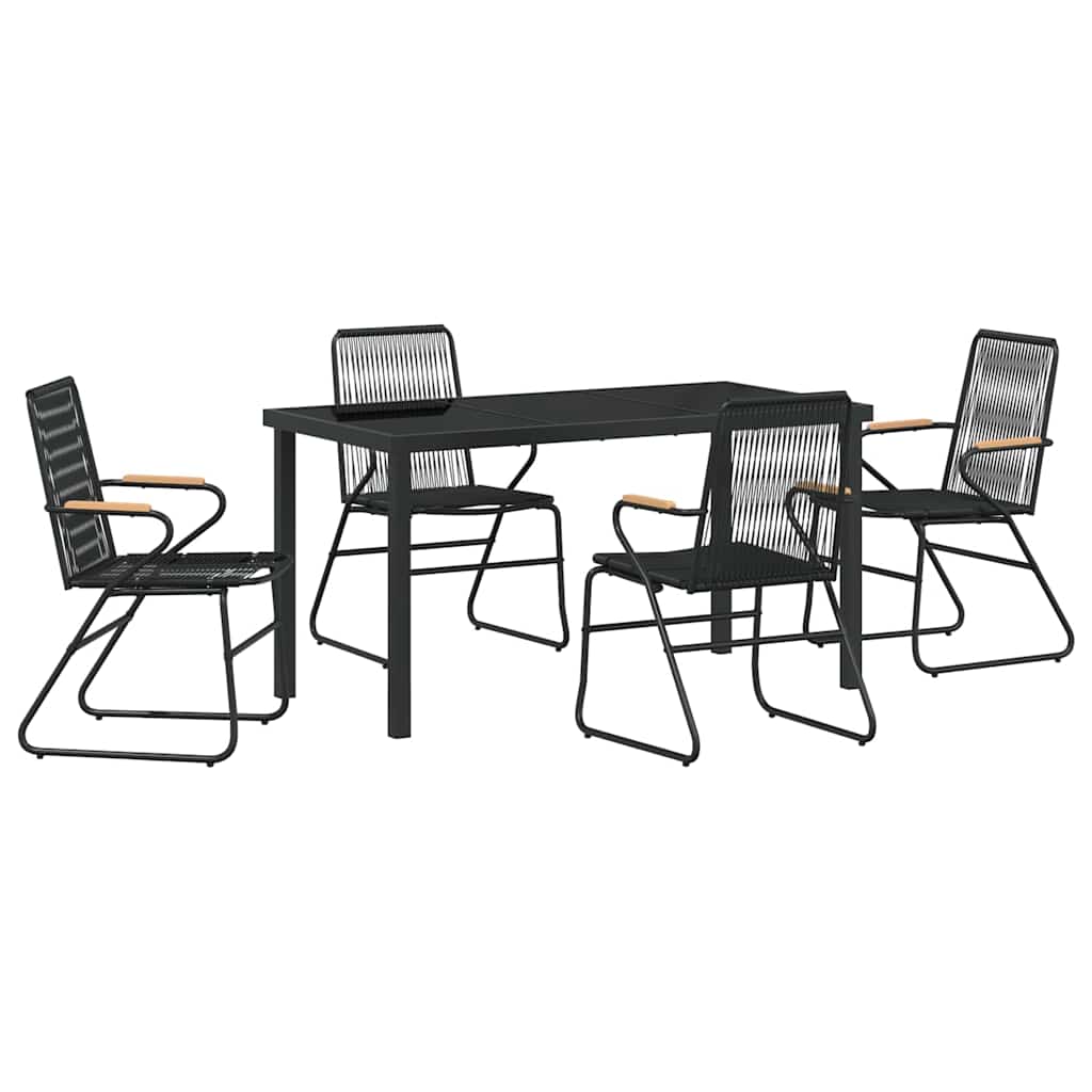 Garten Essgruppe 5 pcs Schwarz Pulverbeschichteter Stahl