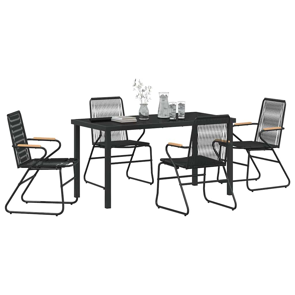 Garten Essgruppe 5 pcs Schwarz Pulverbeschichteter Stahl