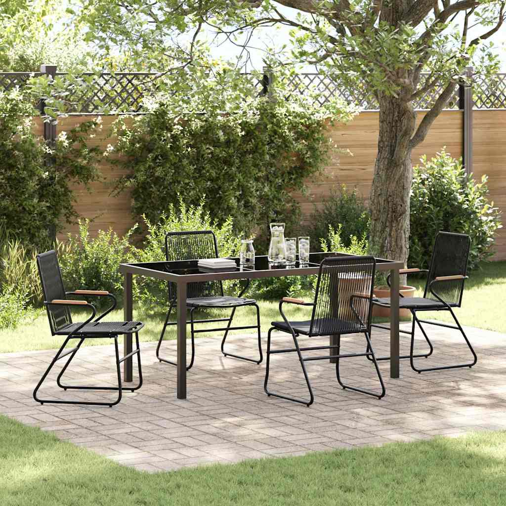 Garten Essgruppe 5 pcs Schwarz Pulverbeschichteter Stahl