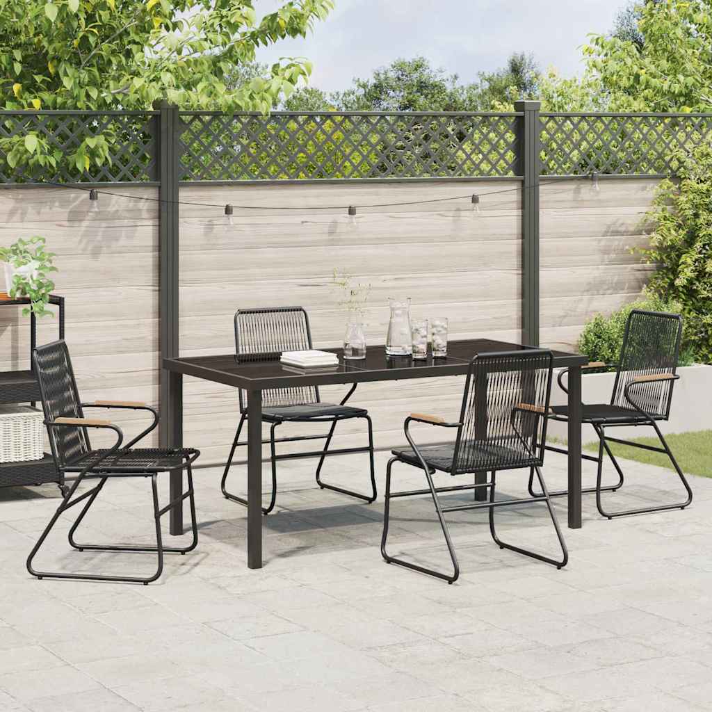 Garten Essgruppe 5 pcs Schwarz Pulverbeschichteter Stahl
