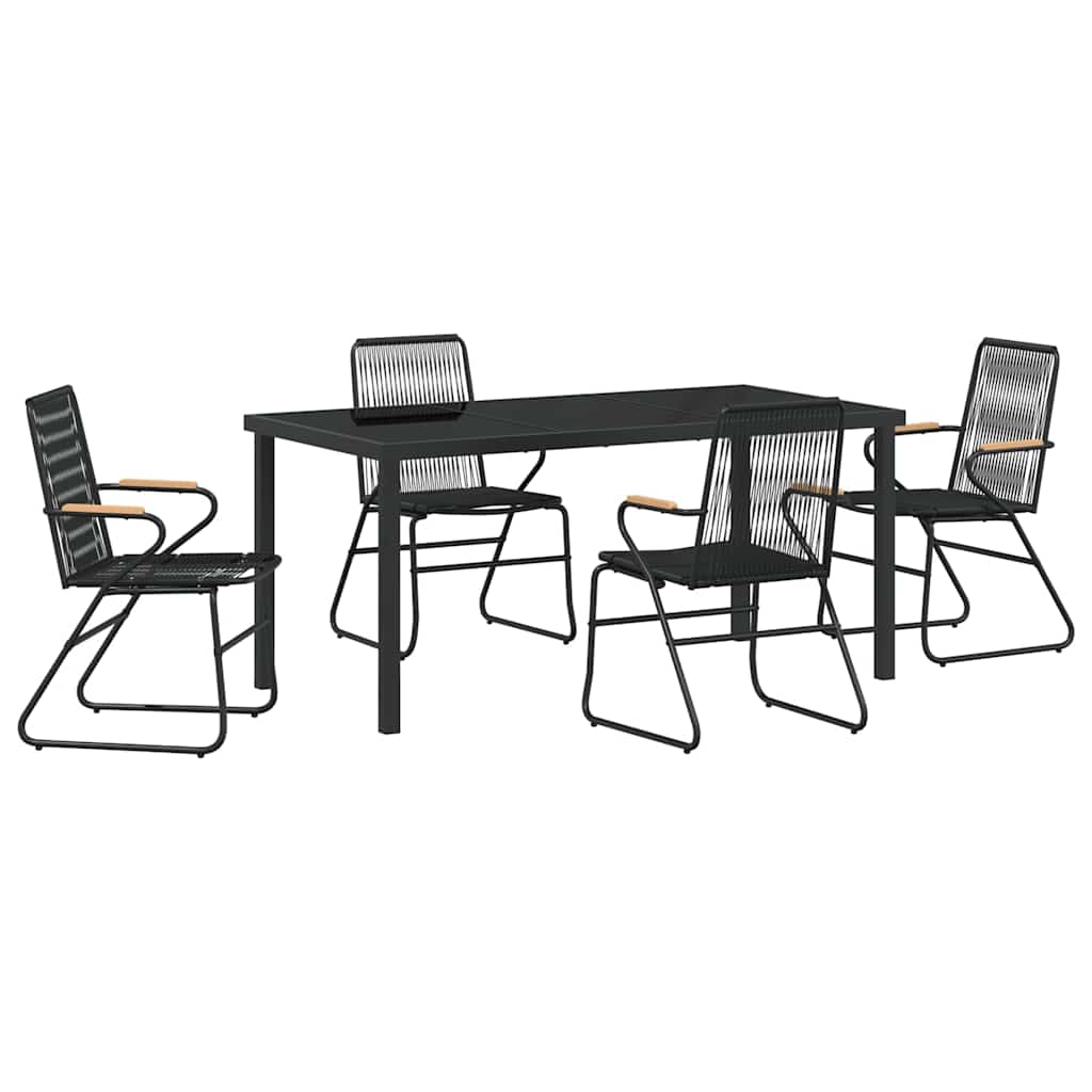 Garten Essgruppe 5 pcs Schwarz Pulverbeschichteter Stahl