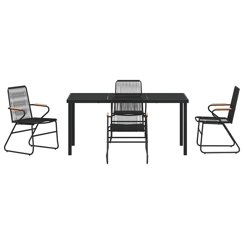 Garten Essgruppe 5 pcs Schwarz Pulverbeschichteter Stahl
