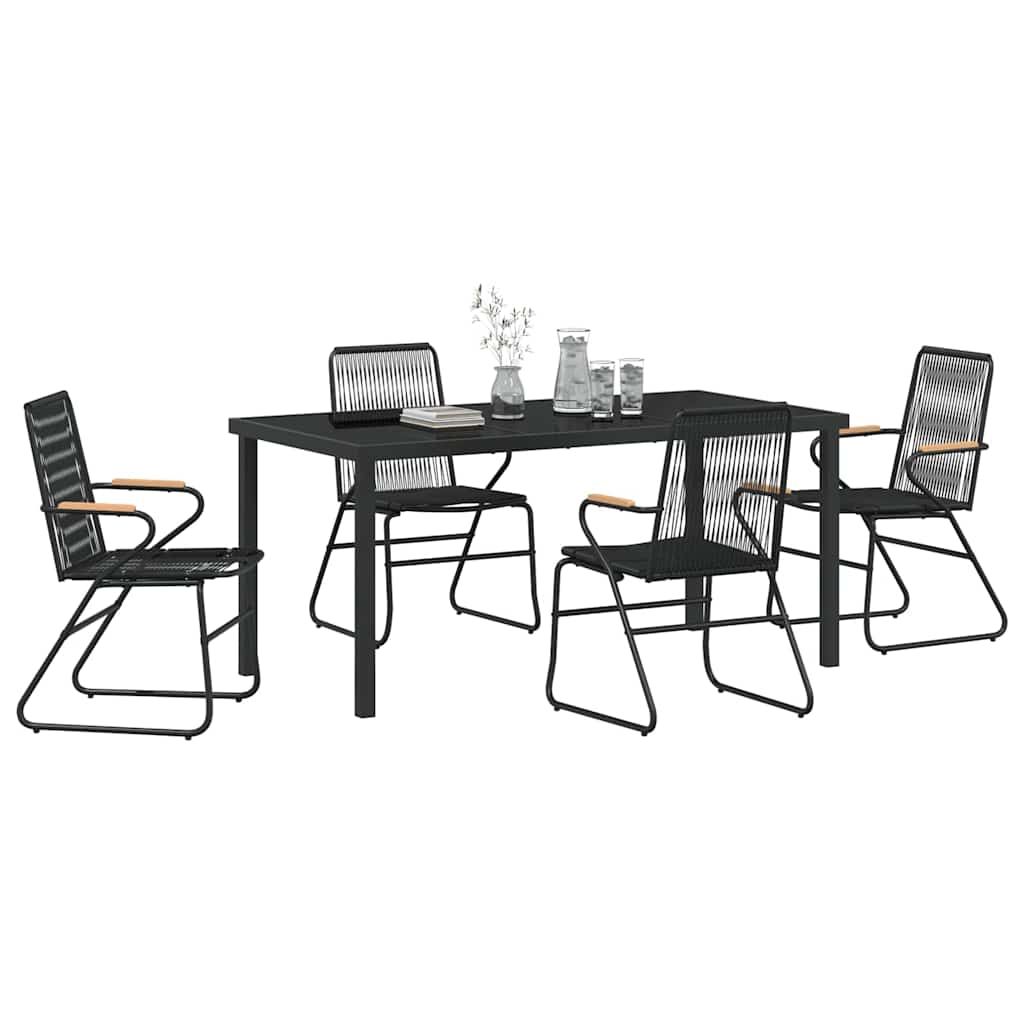 Garten Essgruppe 5 pcs Schwarz Pulverbeschichteter Stahl