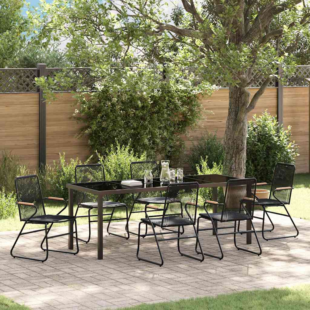 Garten Essgruppe 7 pcs Schwarz Pulverbeschichteter Stahl