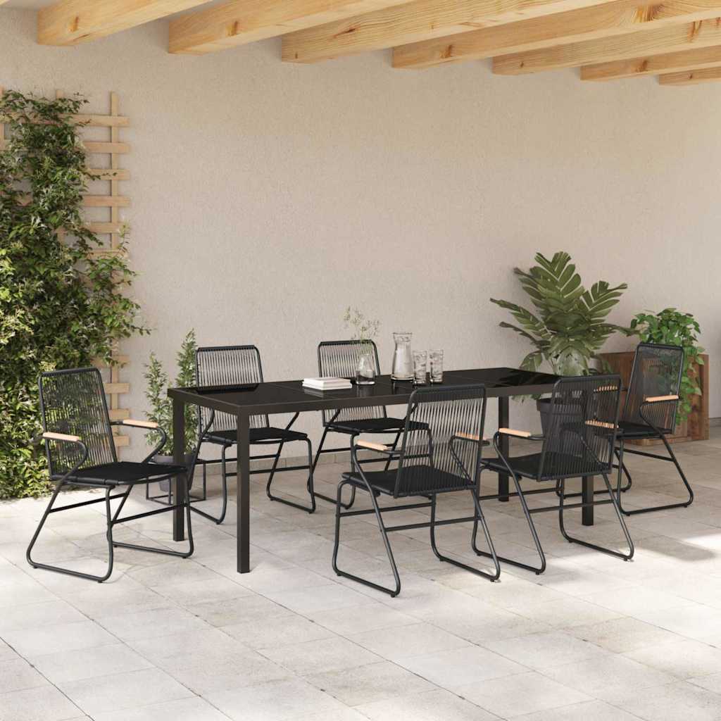 Garten Essgruppe 7 pcs Schwarz Pulverbeschichteter Stahl