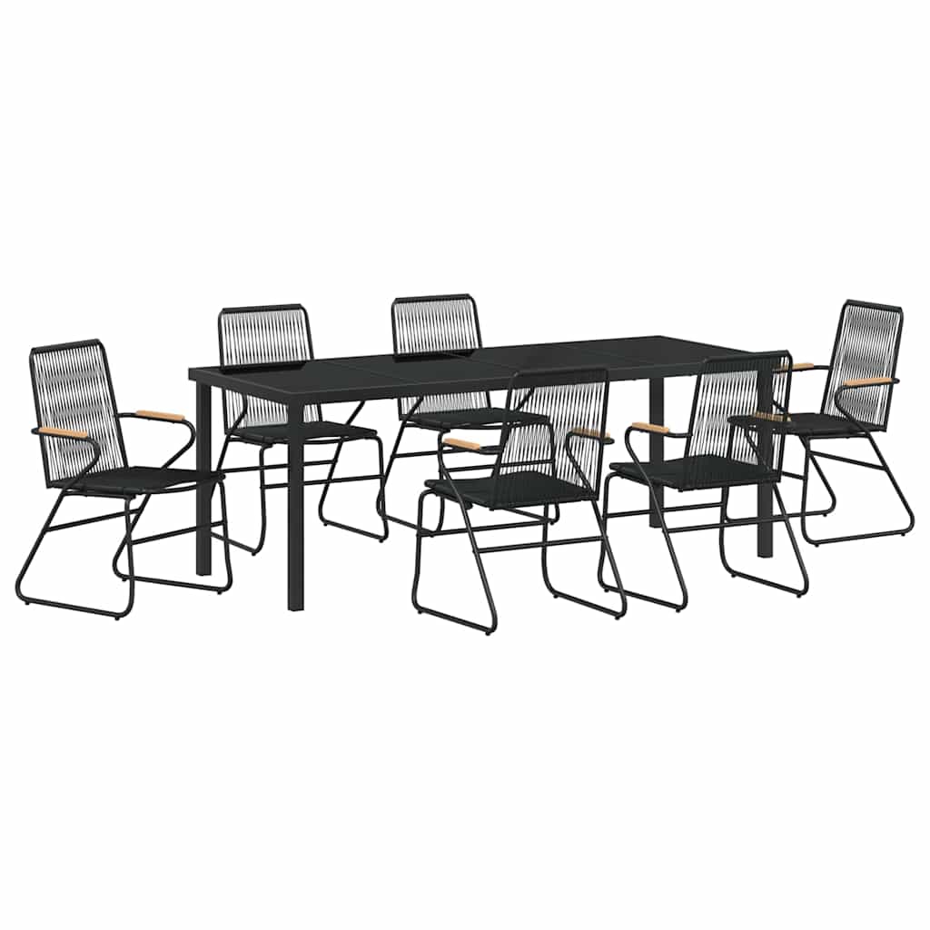 Garten Essgruppe 7 pcs Schwarz Pulverbeschichteter Stahl