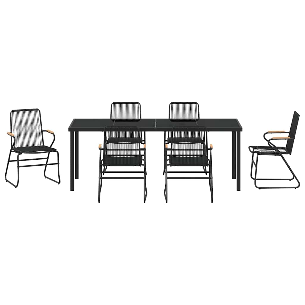 Garten Essgruppe 7 pcs Schwarz Pulverbeschichteter Stahl