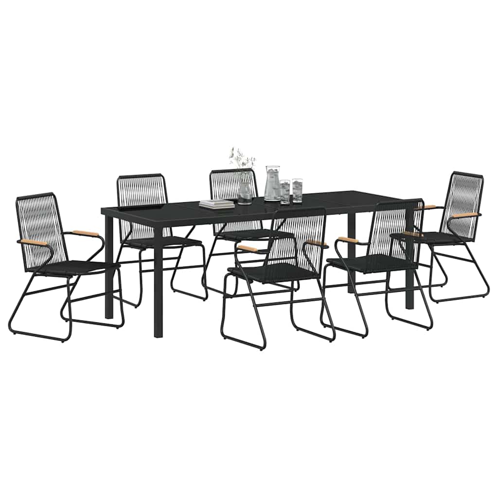 Garten Essgruppe 7 pcs Schwarz Pulverbeschichteter Stahl