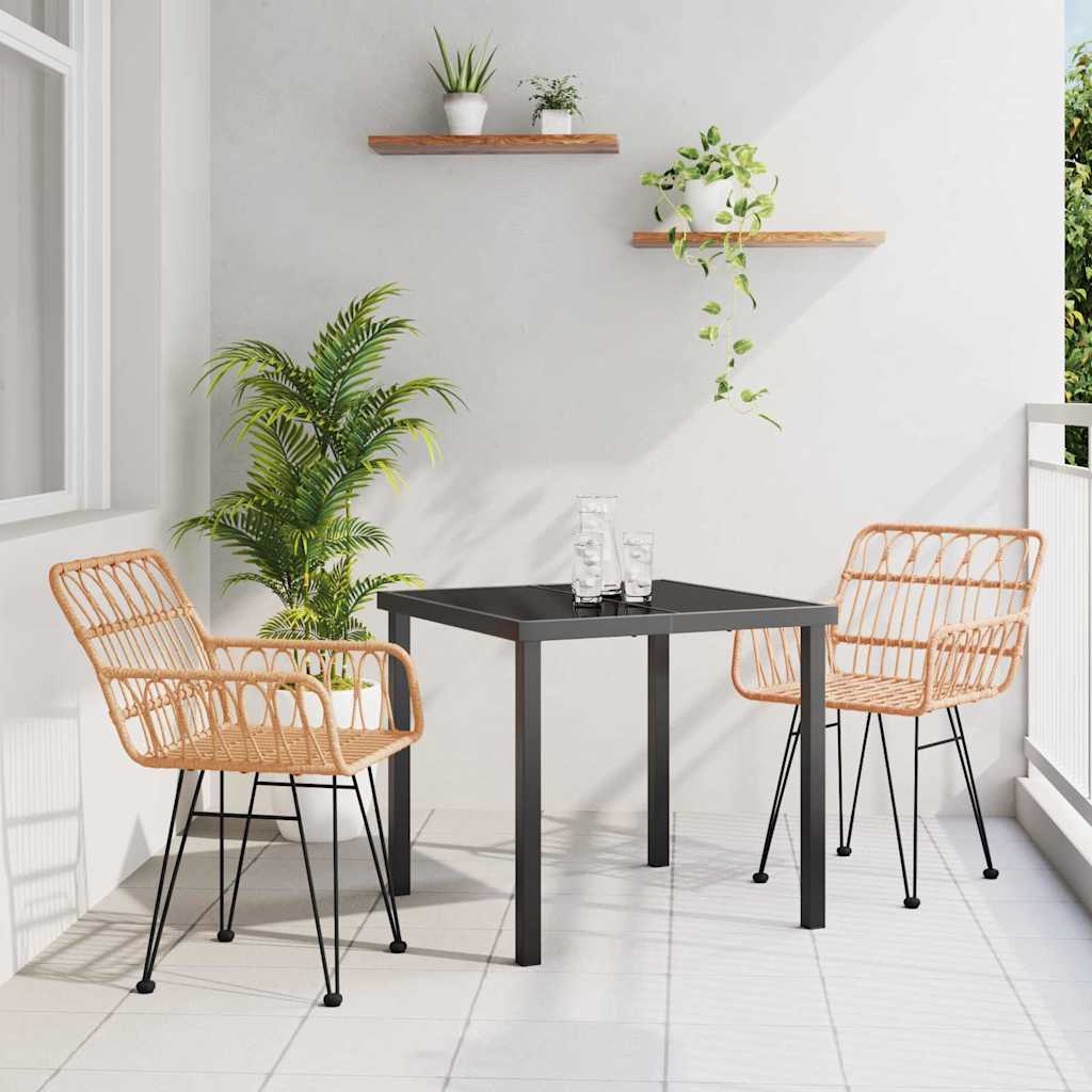 Garten Essgruppe 3 pcs Braun Pulverbeschichteter Stahl