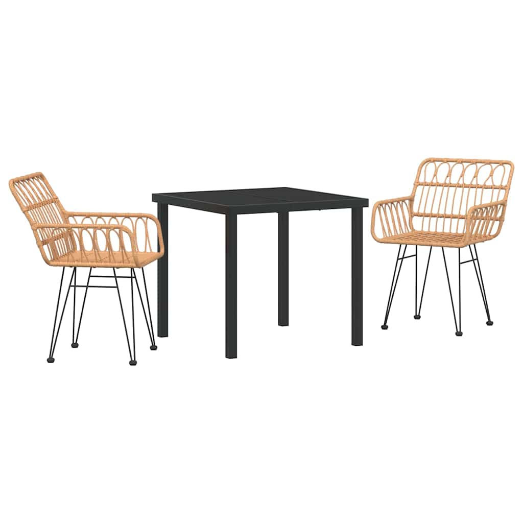 Garten Essgruppe 3 pcs Braun Pulverbeschichteter Stahl