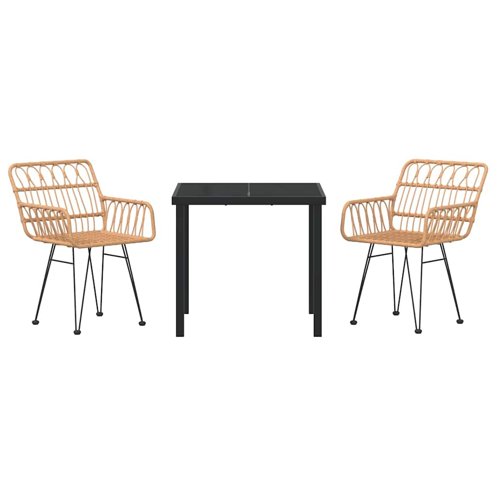 Garten Essgruppe 3 pcs Braun Pulverbeschichteter Stahl