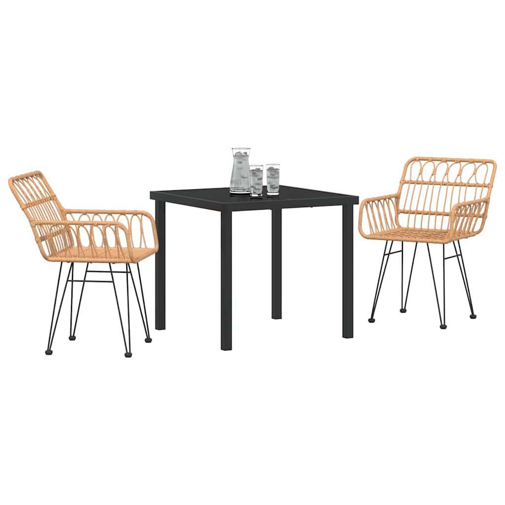 Garten Essgruppe 3 pcs Braun Pulverbeschichteter Stahl