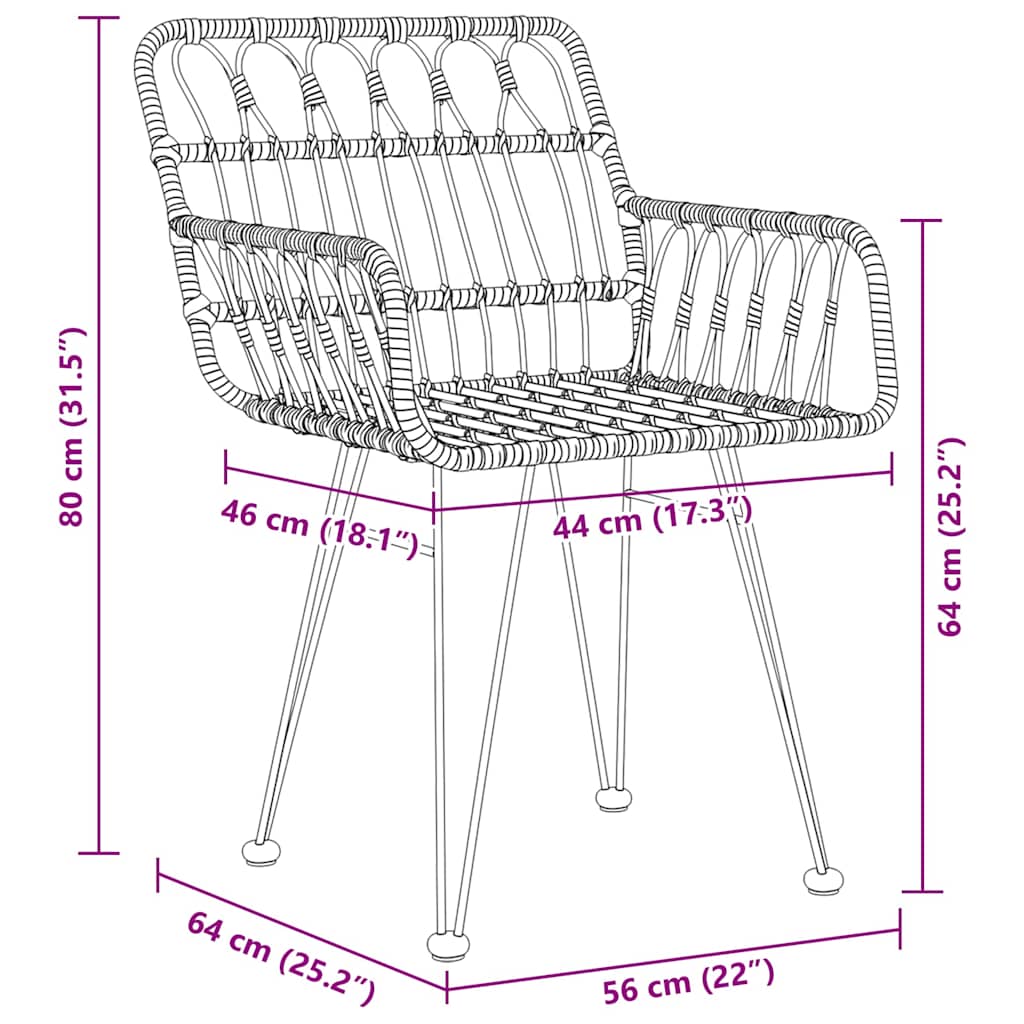 Garten Essgruppe 3 pcs Braun Pulverbeschichteter Stahl