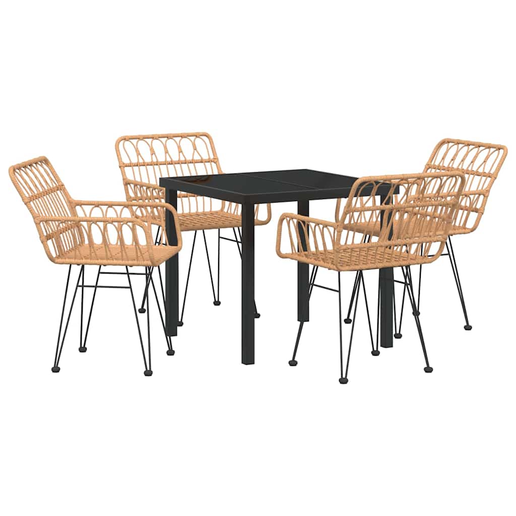 Garten Essgruppe 5 pcs Braun Pulverbeschichteter Stahl