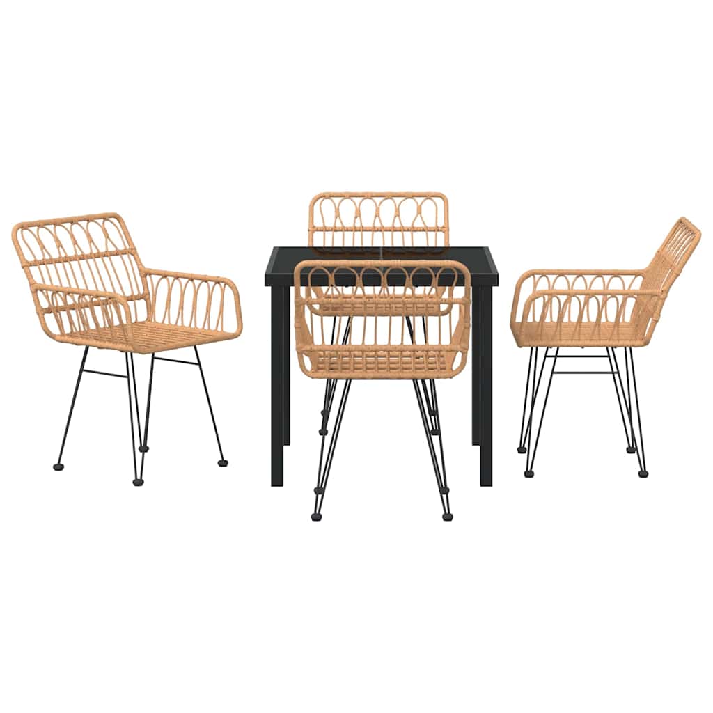 Garten Essgruppe 5 pcs Braun Pulverbeschichteter Stahl