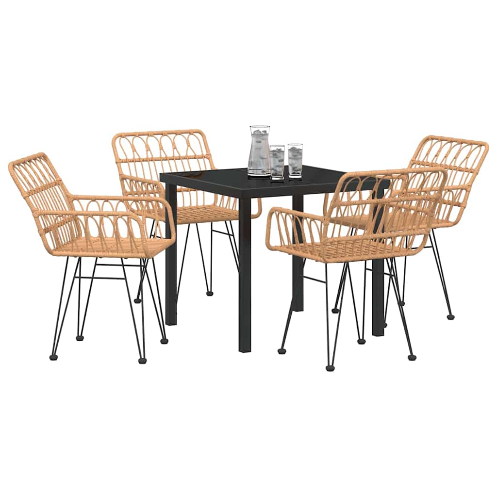 Garten Essgruppe 5 pcs Braun Pulverbeschichteter Stahl