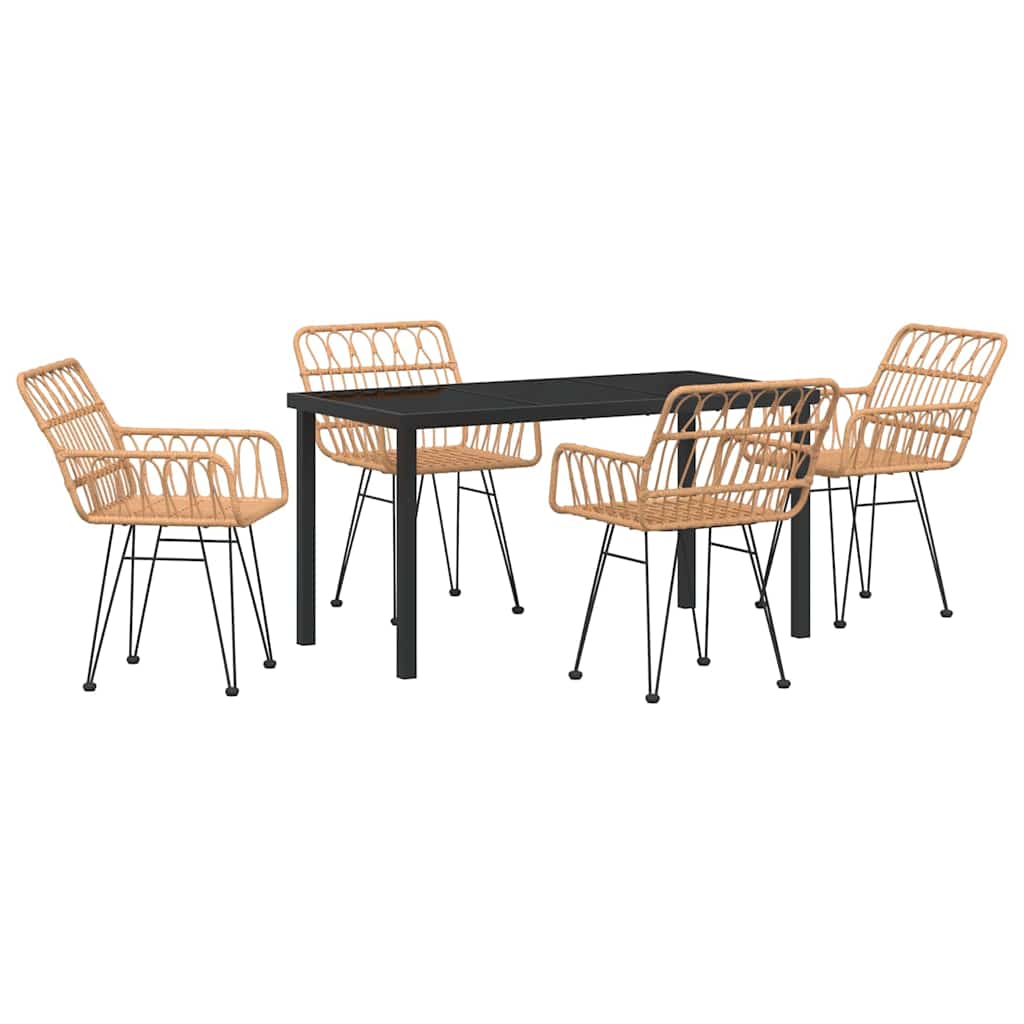 Garten Essgruppe 5 pcs Braun Pulverbeschichteter Stahl
