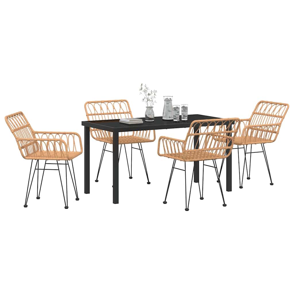 Garten Essgruppe 5 pcs Braun Pulverbeschichteter Stahl