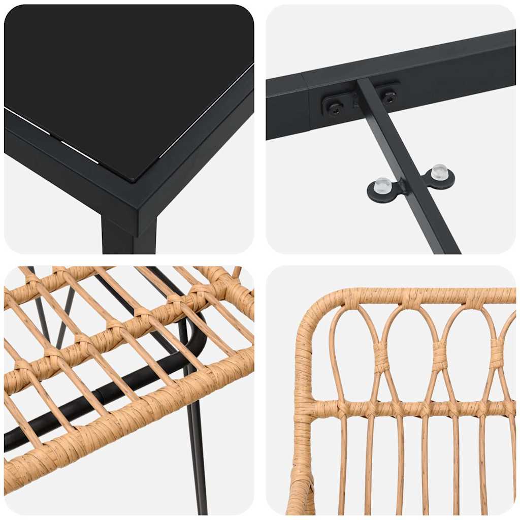 Garten Essgruppe 5 pcs Braun Pulverbeschichteter Stahl