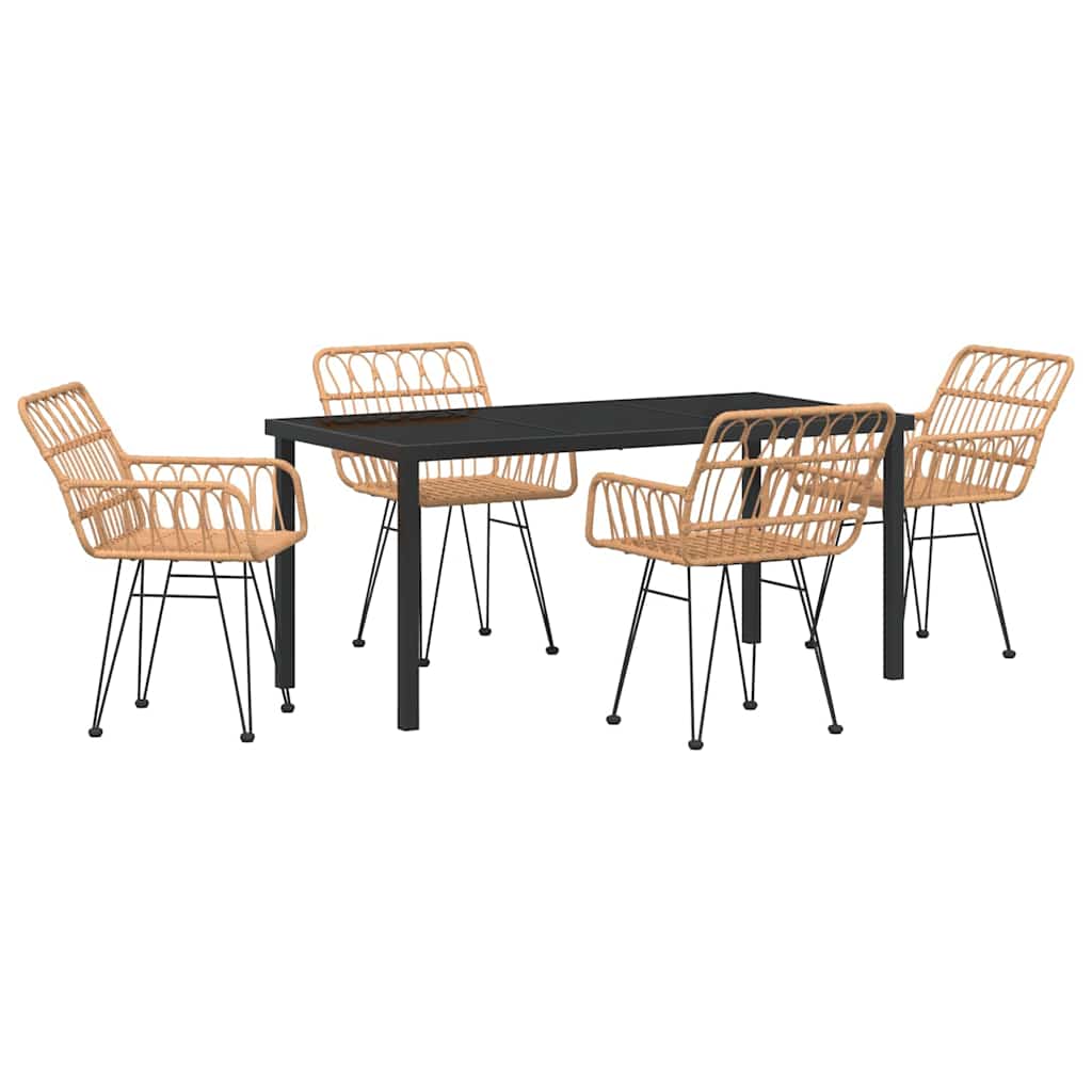 Garten Essgruppe 5 pcs Braun Pulverbeschichteter Stahl