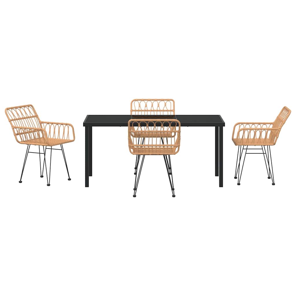 Garten Essgruppe 5 pcs Braun Pulverbeschichteter Stahl