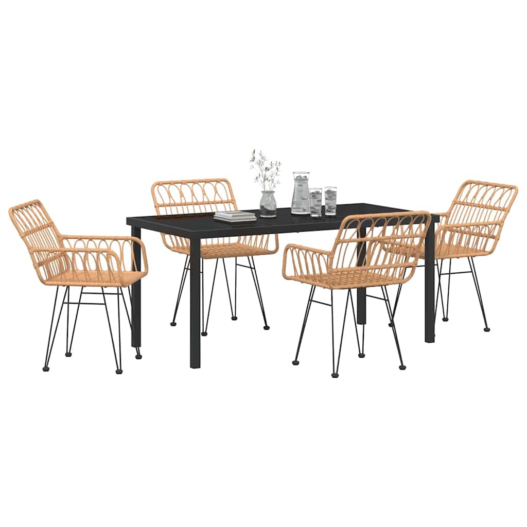 Garten Essgruppe 5 pcs Braun Pulverbeschichteter Stahl