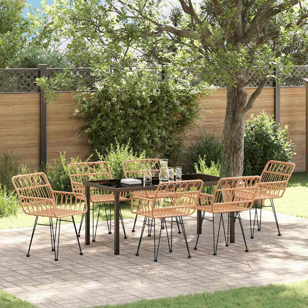 Garten Essgruppe 7 pcs Braun Pulverbeschichteter Stahl