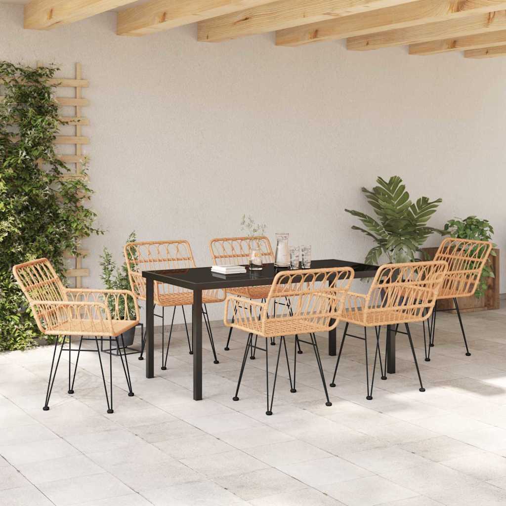 Garten Essgruppe 7 pcs Braun Pulverbeschichteter Stahl