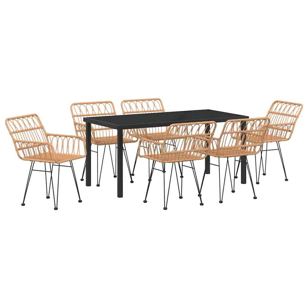 Garten Essgruppe 7 pcs Braun Pulverbeschichteter Stahl