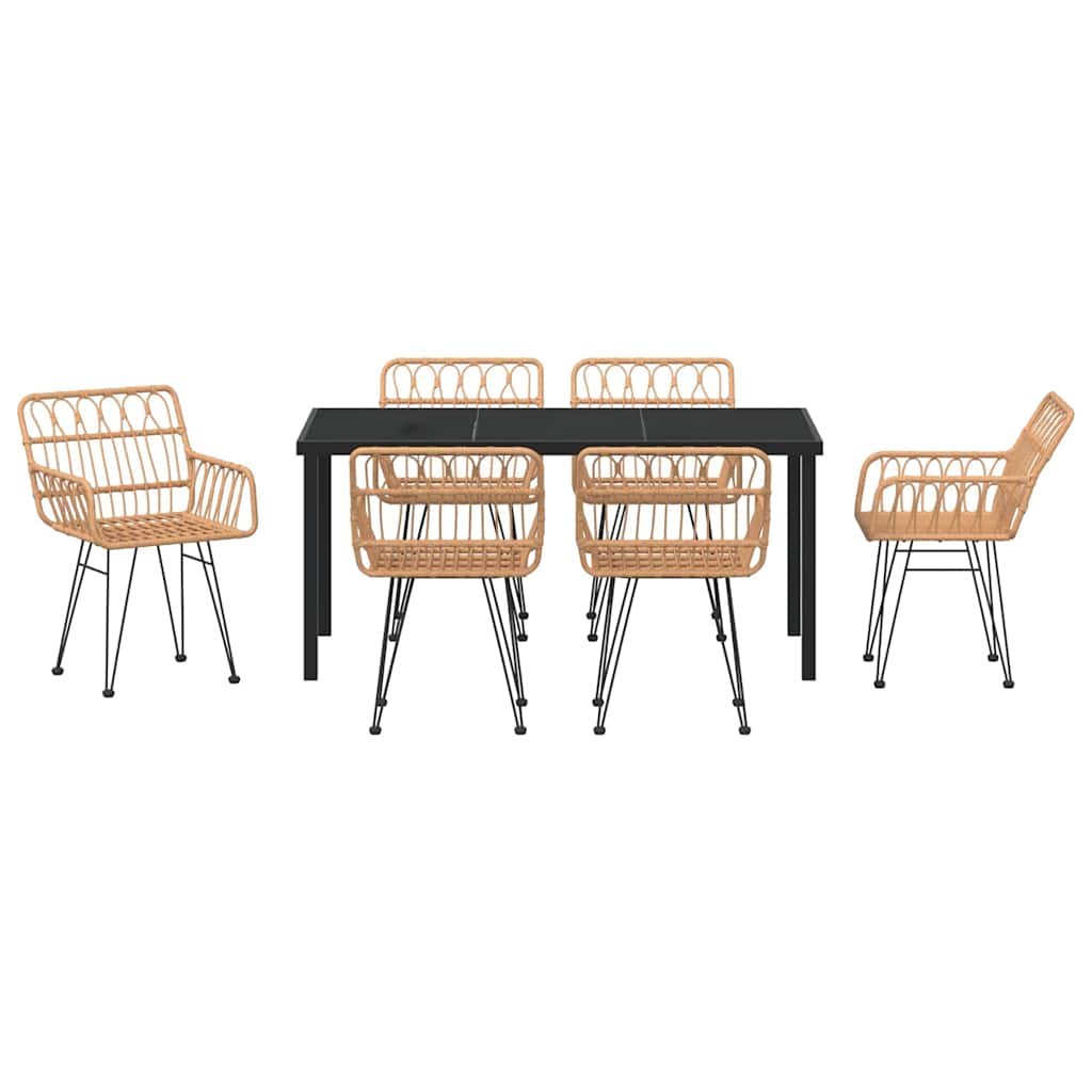 Garten Essgruppe 7 pcs Braun Pulverbeschichteter Stahl