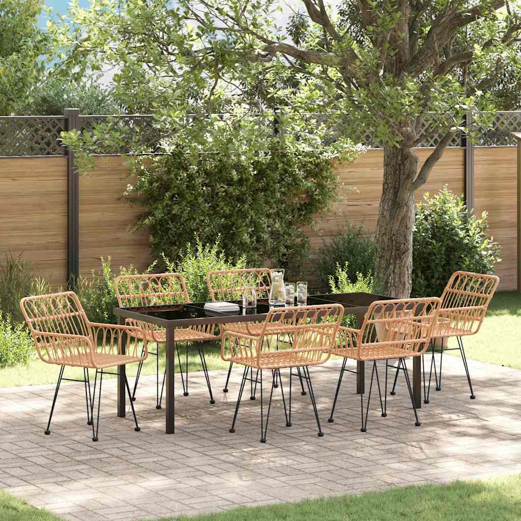 Garten Essgruppe 7 pcs Braun Pulverbeschichteter Stahl