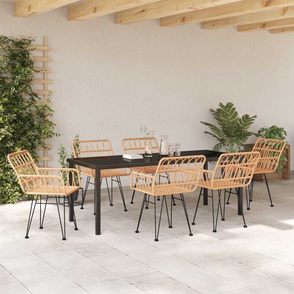 Garten Essgruppe 7 pcs Braun Pulverbeschichteter Stahl