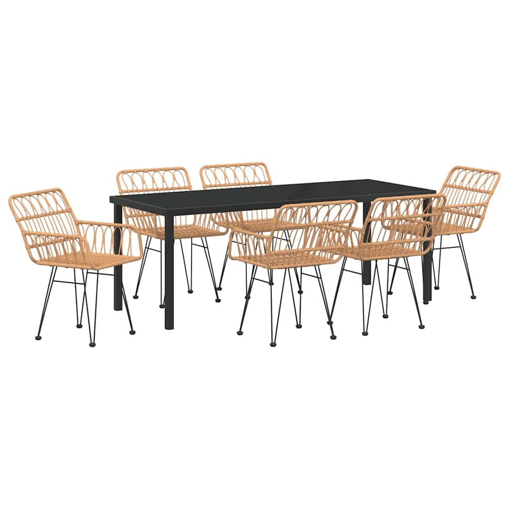 Garten Essgruppe 7 pcs Braun Pulverbeschichteter Stahl