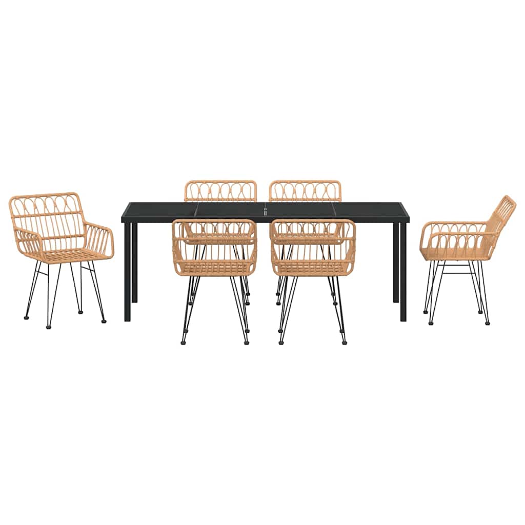 Garten Essgruppe 7 pcs Braun Pulverbeschichteter Stahl
