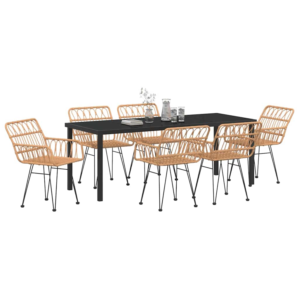 Garten Essgruppe 7 pcs Braun Pulverbeschichteter Stahl