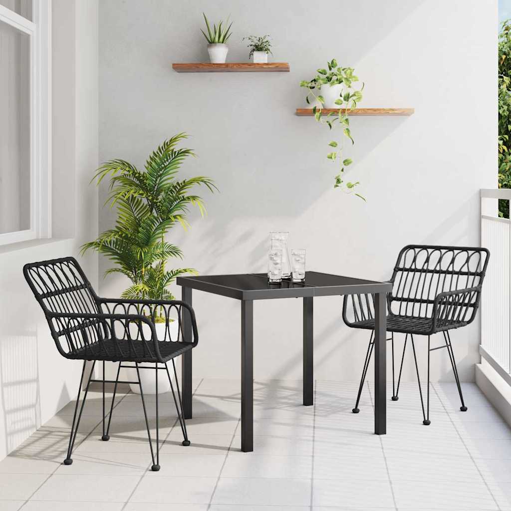 Garten Essgruppe 3 pcs Schwarz Pulverbeschichteter Stahl